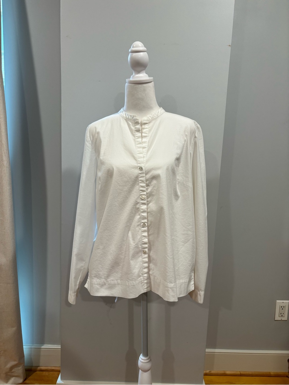 J. Jill White Band-Collar Button Down Shirt